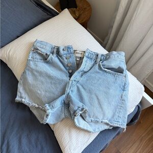 Agolde Sky Blue Button-Fly Denim Shorts